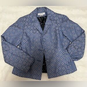 Nine West Blue and Silver Patterned Blazer